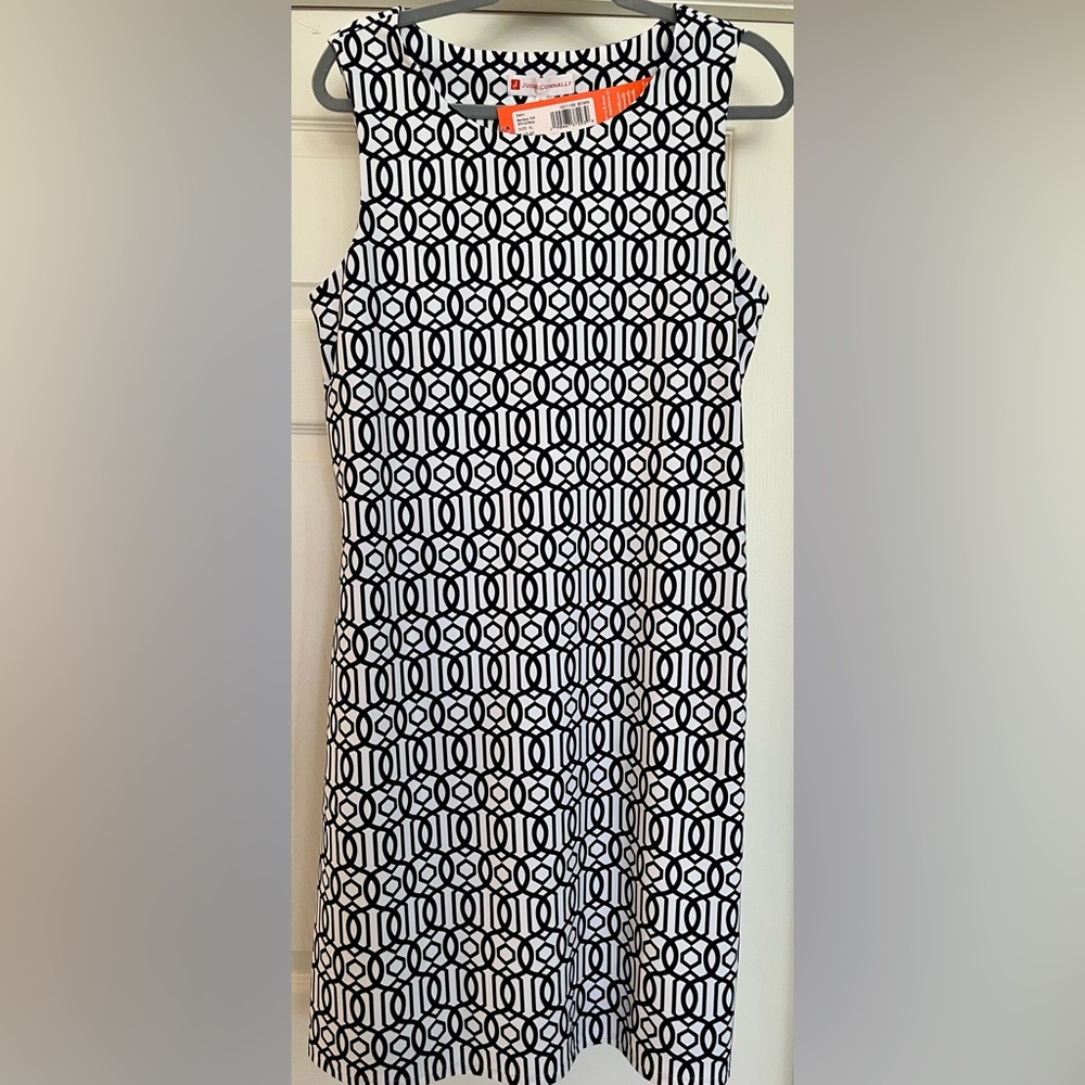 Size XL Jude Connally Navy and White Chain Patterned Dress